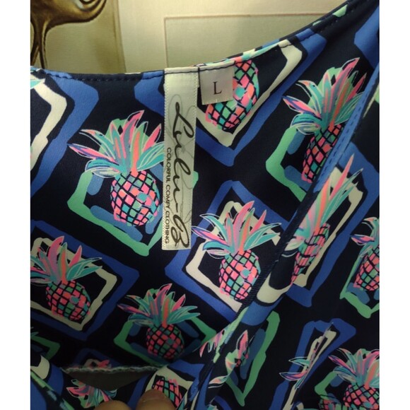 Lulu B Dress Size Large Womens Tiered Ruffles Pineapple Cruise Resort UPF 50+ - Picture 4 of 7